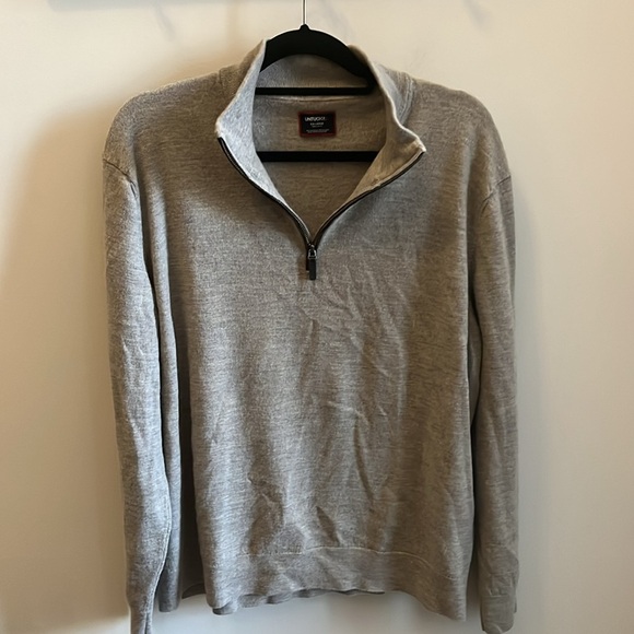 UNTUCKit Men’s Merino Wool Sweater Quarter Zip Gray Pullover Size XXL - Picture 1 of 9